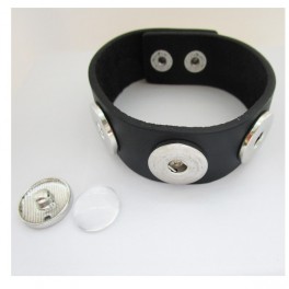 Leather bracelet 20mm black 
