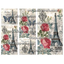 Rice paper for decoupage Paris Roses
