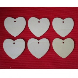 Wooden label Heart set 6 pcs