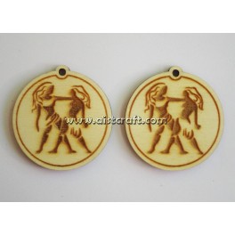 Wooden earring base set. 2 pcs Horoscope