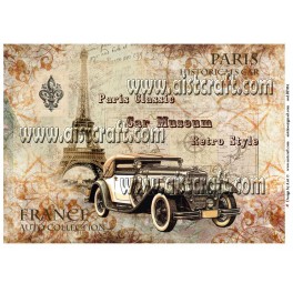 Rice paper for decoupage Retro car Paris