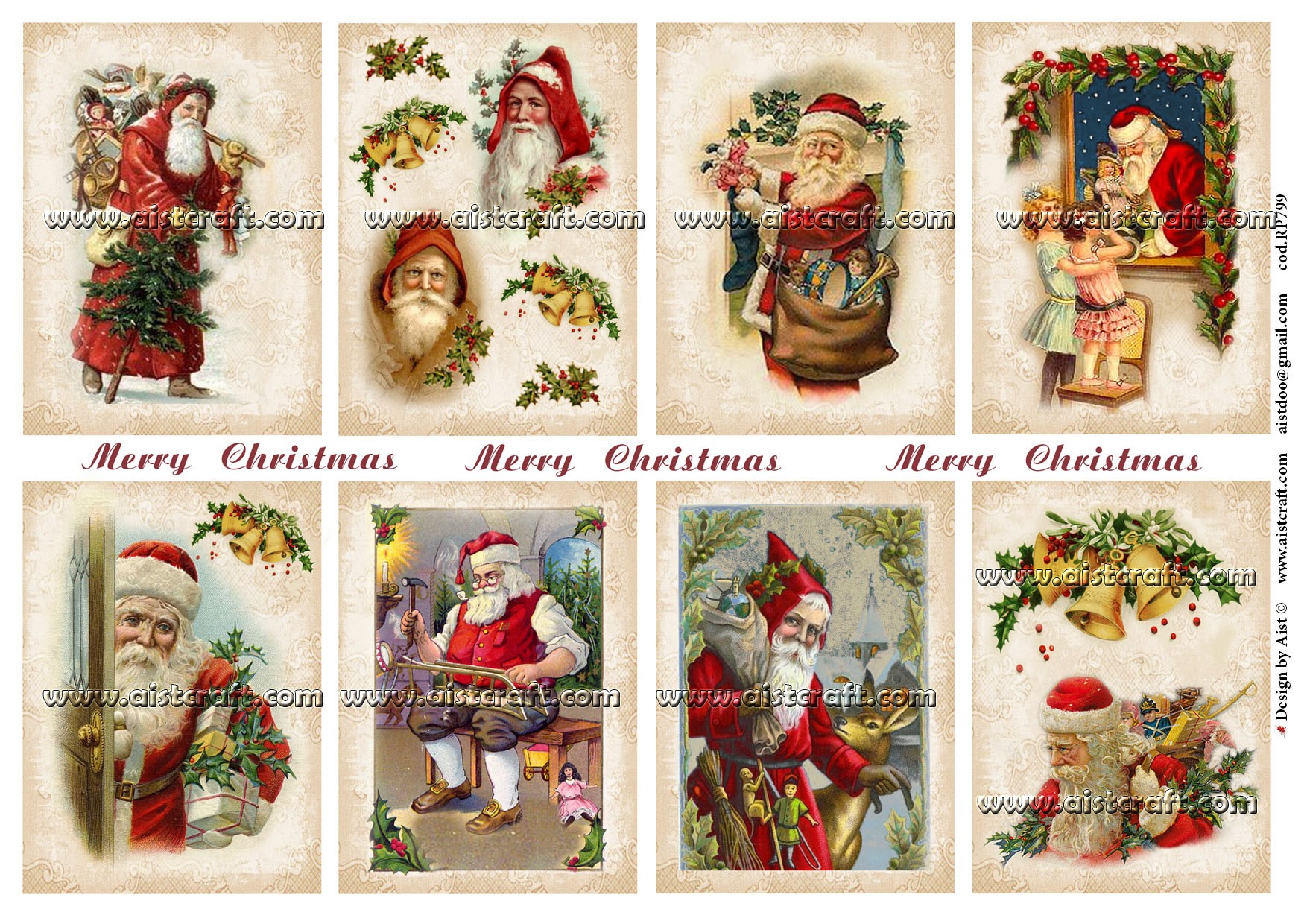 Rice paper for decoupage Christmas Santa Claus