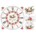 Rice paper for decoupage Clock with pigeons
