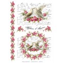 Rice paper for decoupage Love pigeons