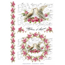 Rice paper for decoupage Love pigeons