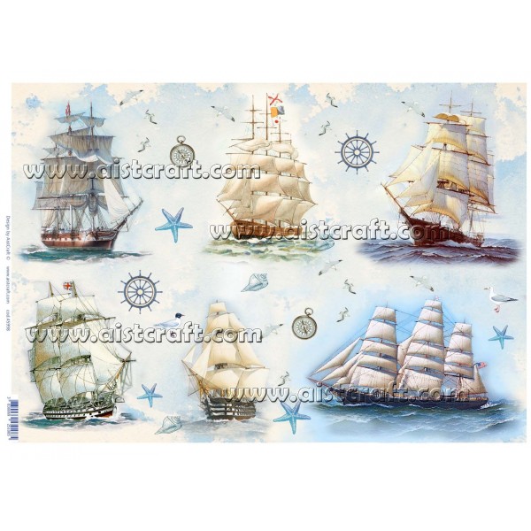 Rice paper for decoupage Made in Russia ~ 11,1 x 15,11 inches Ships on the high seas