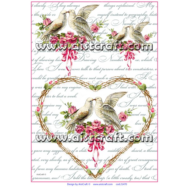 Rice paper for decoupage Wedding Pigeons