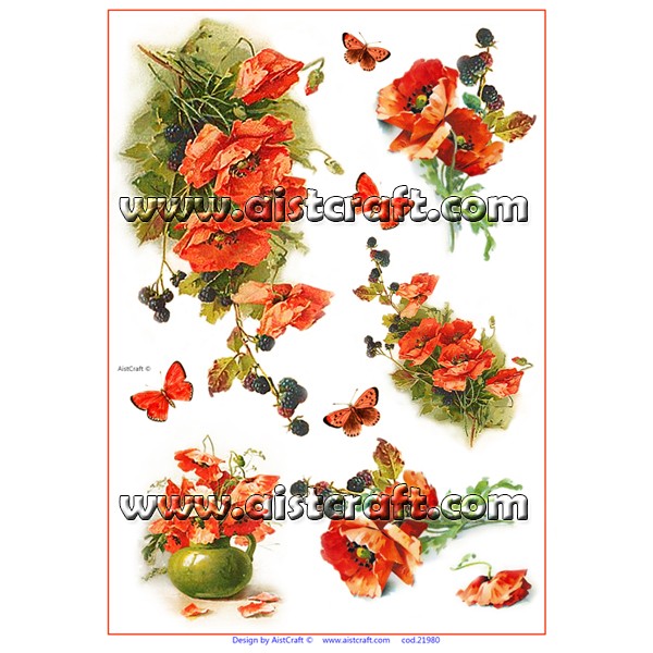 Rice paper for decoupage Poppy